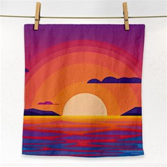 Sunset Ocean Beach Water Tropical Island Vacation Landscape Face Towel by Pakemis