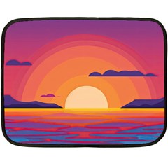 Sunset Ocean Beach Water Tropical Island Vacation Landscape One Side Fleece Blanket (mini) by Pakemis