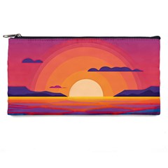 Sunset Ocean Beach Water Tropical Island Vacation Landscape Pencil Case by Pakemis