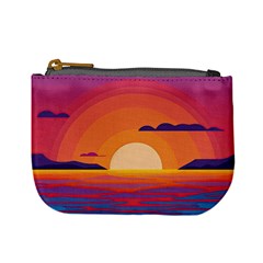 Sunset Ocean Beach Water Tropical Island Vacation Landscape Mini Coin Purse by Pakemis