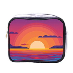 Sunset Ocean Beach Water Tropical Island Vacation Landscape Mini Toiletries Bag (one Side) by Pakemis