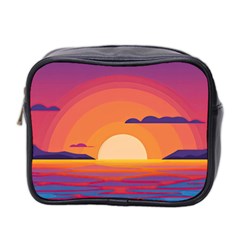 Sunset Ocean Beach Water Tropical Island Vacation Landscape Mini Toiletries Bag (two Sides) by Pakemis