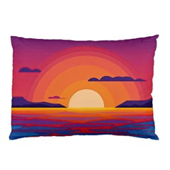 Sunset Ocean Beach Water Tropical Island Vacation Landscape Pillow Case (two Sides) by Pakemis