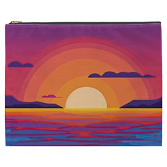 Sunset Ocean Beach Water Tropical Island Vacation Landscape Cosmetic Bag (xxxl) by Pakemis