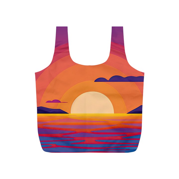 Sunset Ocean Beach Water Tropical Island Vacation Landscape Full Print Recycle Bag (S)