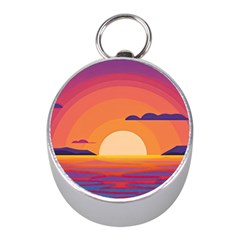 Sunset Ocean Beach Water Tropical Island Vacation Landscape Mini Silver Compasses by Pakemis