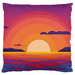 Sunset Ocean Beach Water Tropical Island Vacation Landscape Large Premium Plush Fleece Cushion Case (one Side) by Pakemis