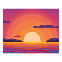 Sunset Ocean Beach Water Tropical Island Vacation Landscape Premium Plush Fleece Blanket (large) by Pakemis