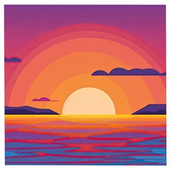 Sunset Ocean Beach Water Tropical Island Vacation Landscape Wooden Puzzle Square by Pakemis