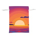 Sunset Ocean Beach Water Tropical Island Vacation Landscape Lightweight Drawstring Pouch (M) Front