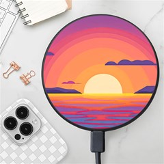 Sunset Ocean Beach Water Tropical Island Vacation Landscape Wireless Fast Charger(black) by Pakemis