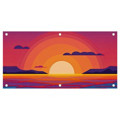 Sunset Ocean Beach Water Tropical Island Vacation Landscape Banner And Sign 4  X 2  by Pakemis