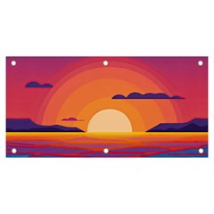 Sunset Ocean Beach Water Tropical Island Vacation Landscape Banner And Sign 6  X 3  by Pakemis