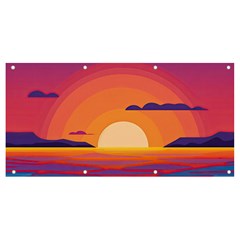 Sunset Ocean Beach Water Tropical Island Vacation Landscape Banner And Sign 8  X 4  by Pakemis