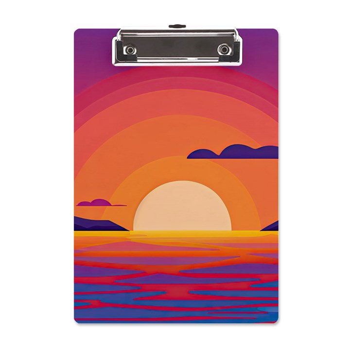 Sunset Ocean Beach Water Tropical Island Vacation Landscape A5 Acrylic Clipboard