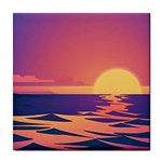 Sunset Ocean Beach Water Tropical Island Vacation Tile Coaster Front