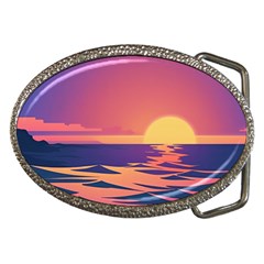 Sunset Ocean Beach Water Tropical Island Vacation Belt Buckles by Pakemis