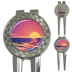 Sunset Ocean Beach Water Tropical Island Vacation 3-in-1 Golf Divots by Pakemis