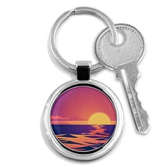 Sunset Ocean Beach Water Tropical Island Vacation Key Chain (round) by Pakemis