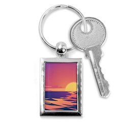 Sunset Ocean Beach Water Tropical Island Vacation Key Chain (rectangle) by Pakemis