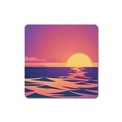 Sunset Ocean Beach Water Tropical Island Vacation Square Magnet by Pakemis