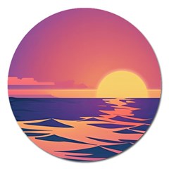 Sunset Ocean Beach Water Tropical Island Vacation Magnet 5  (round) by Pakemis