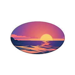 Sunset Ocean Beach Water Tropical Island Vacation Sticker Oval (10 Pack)