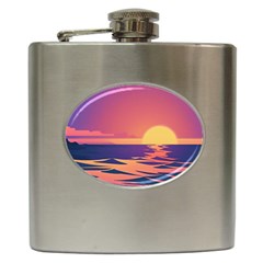 Sunset Ocean Beach Water Tropical Island Vacation Hip Flask (6 Oz) by Pakemis