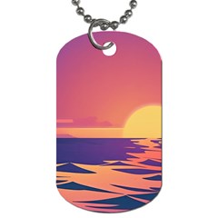 Sunset Ocean Beach Water Tropical Island Vacation Dog Tag (two Sides) by Pakemis