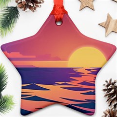 Sunset Ocean Beach Water Tropical Island Vacation Star Ornament (two Sides) by Pakemis