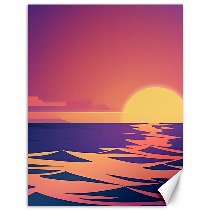 Sunset Ocean Beach Water Tropical Island Vacation Canvas 12  x 16 