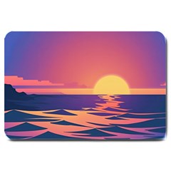 Sunset Ocean Beach Water Tropical Island Vacation Large Doormat by Pakemis