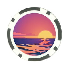 Sunset Ocean Beach Water Tropical Island Vacation Poker Chip Card Guard by Pakemis