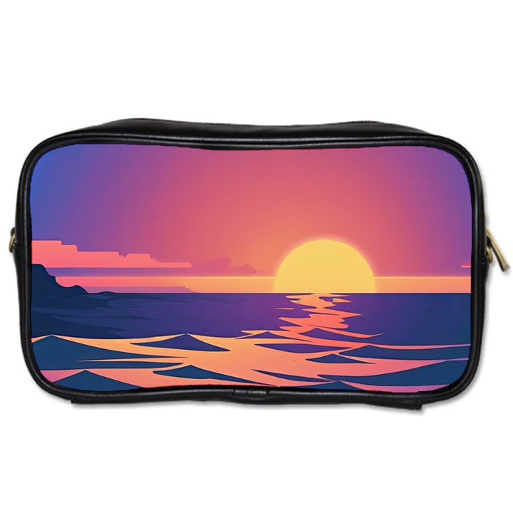 Sunset Ocean Beach Water Tropical Island Vacation Toiletries Bag (Two Sides)