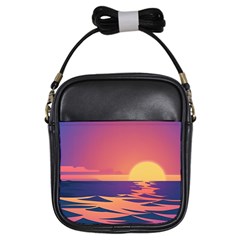 Sunset Ocean Beach Water Tropical Island Vacation Girls Sling Bag by Pakemis