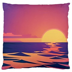 Sunset Ocean Beach Water Tropical Island Vacation Large Cushion Case (one Side) by Pakemis