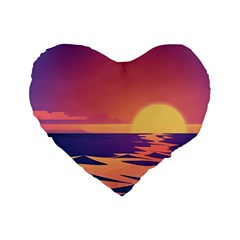 Sunset Ocean Beach Water Tropical Island Vacation Standard 16  Premium Heart Shape Cushions by Pakemis