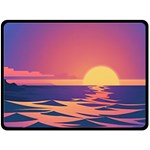 Sunset Ocean Beach Water Tropical Island Vacation Fleece Blanket (Large) 80 x60  Blanket Front