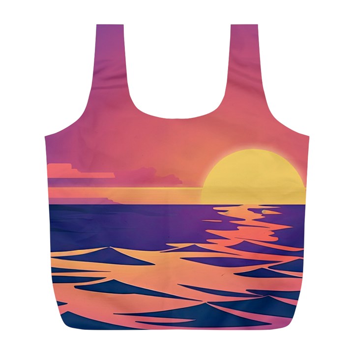 Sunset Ocean Beach Water Tropical Island Vacation Full Print Recycle Bag (L)