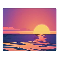 Sunset Ocean Beach Water Tropical Island Vacation Premium Plush Fleece Blanket (large) by Pakemis