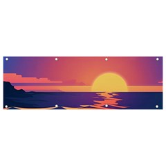 Sunset Ocean Beach Water Tropical Island Vacation Banner And Sign 9  X 3  by Pakemis