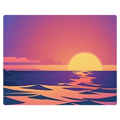 Sunset Ocean Beach Water Tropical Island Vacation One Side Premium Plush Fleece Blanket (medium)