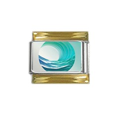 Tsunami Tidal Wave Wave Minimalist Ocean Sea 2 Gold Trim Italian Charm (9mm) by Pakemis