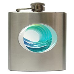 Tsunami Tidal Wave Wave Minimalist Ocean Sea 2 Hip Flask (6 Oz) by Pakemis