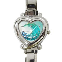 Tsunami Tidal Wave Wave Minimalist Ocean Sea 2 Heart Italian Charm Watch by Pakemis