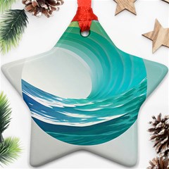 Tsunami Tidal Wave Wave Minimalist Ocean Sea 2 Star Ornament (two Sides) by Pakemis