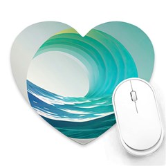 Tsunami Tidal Wave Wave Minimalist Ocean Sea 2 Heart Mousepad by Pakemis