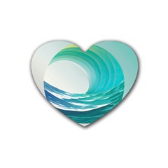 Tsunami Tidal Wave Wave Minimalist Ocean Sea 2 Rubber Coaster (heart) by Pakemis