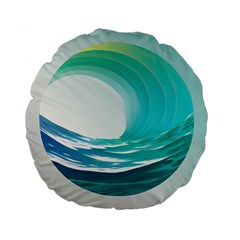 Tsunami Tidal Wave Wave Minimalist Ocean Sea 2 Standard 15  Premium Round Cushions by Pakemis