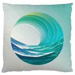 Tsunami Tidal Wave Wave Minimalist Ocean Sea 2 Large Premium Plush Fleece Cushion Case (one Side) by Pakemis